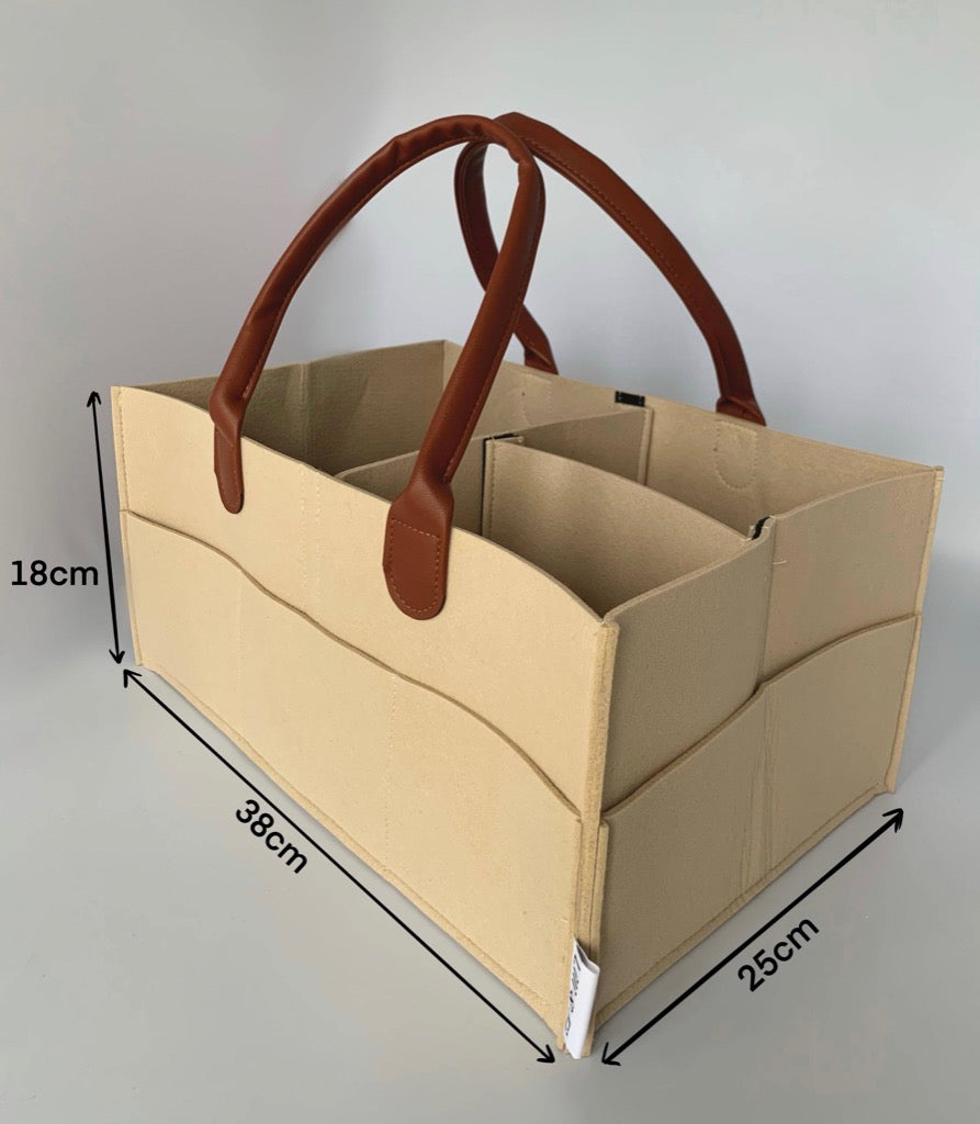 Canvas Diaper Caddy Organizer with Brown Leather Handle + Reviews