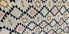 Load image into Gallery viewer, Organic Cotton Muslin Baby Swaddle Cloth with geometric aztec pink and black pattern on white.
