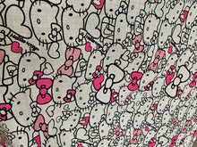 Load image into Gallery viewer, Organic Cotton Muslin Baby Swaddle Cloth with Pink and Black Hello kitty pattern on white.
