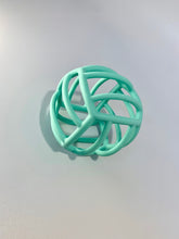 Load image into Gallery viewer, BPA Free Silicone Teether Teething Ball in light mint/aqua pastel colour.
