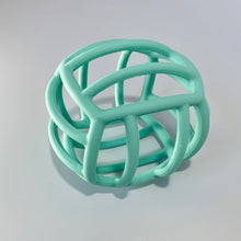 Load image into Gallery viewer, BPA Free Silicone Teether Teething Ball in light mint/aqua pastel colour.
