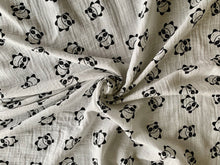 Load image into Gallery viewer, Organic Cotton Muslin Baby Swaddle Cloth with cute Black Panda pattern on white.
