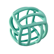 Load image into Gallery viewer, BPA Free Silicone Teether Teething Ball in light mint/aqua pastel colour.
