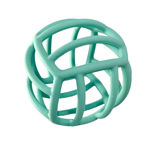 BPA Free Silicone Teether Teething Ball in light mint/aqua pastel colour.