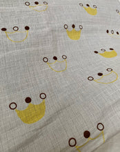 Load image into Gallery viewer, Organic Cotton Muslin Baby Swaddle Cloth with yellow and brown crown print on white.
