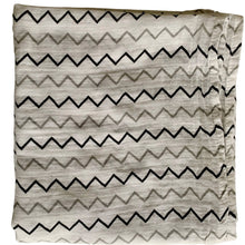 Load image into Gallery viewer, Organic Cotton Muslin Baby Swaddle Cloth with black and grey zigzag print on white.
